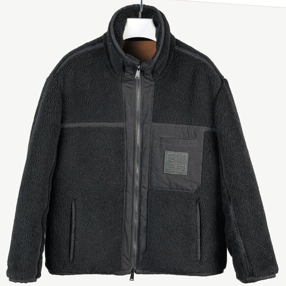 Fendi Reversible Black Wool Fleece & Brown Patchwork Jacket - Picture 4 of 15